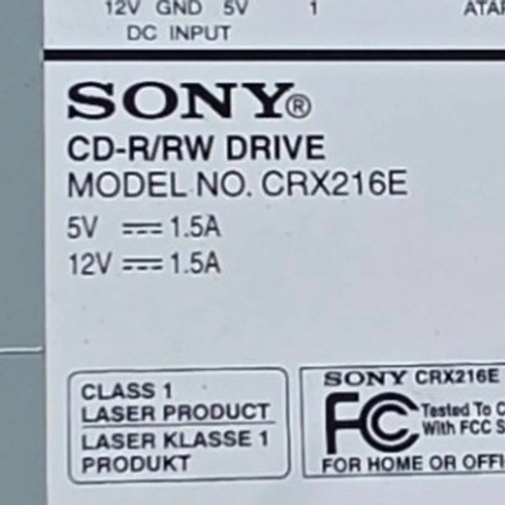 Sony CRX216E-DR CD-R/RW Internal Drive ATAPI IDE 52x‎ DP/N 0F1359 Vintage 2003